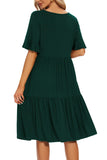 1 x RAW Customer Returns Smallshow Women s Nursing Dress Short Sleeve Ruffle Maternity Dress Maternity Wear, Deep Green, S - RRP €30.24