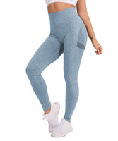 1 x RAW Customer Returns Yaavii Women s Sports Leggings Long Opaque Yoga Leggings Figure-shaping Sports Pants Yoga Pants Fitness Pants with High Waist Tummy Control Blue Gray S - RRP €18.14