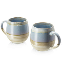 1 x RAW Customer Returns LIFVER - 2 x 620 ml - Coffee cup set mug - Modern ceramic cup - Large coffee cup - Kiln Glaze Blue - RRP €31.88