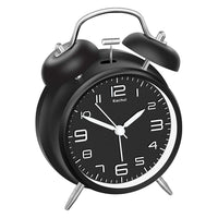 1 x RAW Customer Returns Eachui double bell alarm clock with night light, loud alarm, analog alarm clock with large 4 inch dial, no ticking, silent, battery operated alarm clock, retro design black  - RRP €17.14