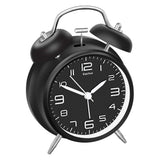 1 x RAW Customer Returns Eachui double bell alarm clock with night light, loud alarm, analog alarm clock with large 4 inch dial, no ticking, silent, battery operated alarm clock, retro design black  - RRP €17.14