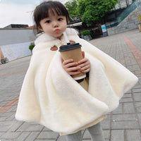 1 x RAW Customer Returns Proumhang Girls Hooded Cloak, Winter Poncho, Outdoor Shawl, Hooded Jacket, Princess Cloak, Baby Children Infants Snow Suit, White, 110 - RRP €23.99