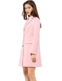 1 x RAW Customer Returns Allegra K Women s Wool Coat Long Sleeve Winter Coat Lapel Button Down Trench Coat Outwear Pink XS - RRP €55.28