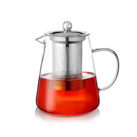 1 x RAW Customer Returns PluieSoleil Clear Glass Teapot with Infuser, Round Tea Strainer Teapot, Heat Resistant Borosilicate Glass Strainer Teapot, Safe Stovetop Tea Maker 950ml  - RRP €19.88