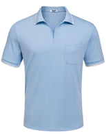 1 x RAW Customer Returns COOFANDY Polo Shirt Men Short Sleeve Golf Polo Shirts with Pocket Polo T-Shirt Basic Men s T-Shirt Polo Shirt Summer Solid Color T-Shirt Business Top Slim Fit A-Light Blue XL - RRP €23.99