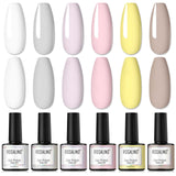 30 x Brand New ROSALIND UV Nail Polish White Light Gray Nude Colors Shellac Pink Set, 10ml UV Nail Polish Set Light Brown Pink Yellow Gel Color for Nails 6 Colors Soak Off Gel Nail Polish - RRP €346.2