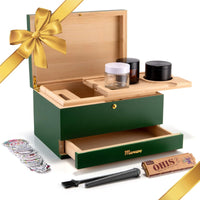 1 x RAW Customer Returns Marvero Large Bamboo Box Tray Set, Gift Set Grinder Box Premium Stash Box Removable Tray Glasses Crusher Set All Accessories 25 18 14 CM  - RRP €49.18