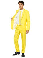 1 x RAW Customer Returns OFFSTREAM Men s Party Costume - 2 Piece Solid Color Outfit for Halloween, Carnival, Mardi Gras Party with Jacket, Pants Tie - Yellow - RRP €40.36