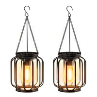 1 x RAW Customer Returns BUCASA Garden Solar Lamps for Outdoor Hanging, 2 Pack Solar Lanterns for Outdoors with Large LED Bulb, IP65 Waterproof Metal Solar Lights for Outdoor Patio Lawn Balcony Yard Garden Decoration - RRP €29.99