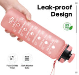 1 x RAW Customer Returns MEITAGIE drinking bottle, sports drinking bottle 1L with time markings and filter, leak-proof BPA-free Tritan water bottle, sports bottle for bicycle, fitness, gym, children, suitable for carbon dioxide, pink - RRP €11.09