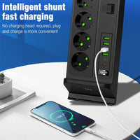 1 x RAW Customer Returns Mineup 4-way power strip with 6 USB, wireless charging multiple socket, 3000w power strip surge protection, power strip with 2 USB C, multiple plug with switch, power strip, 2M cable - RRP €21.73