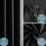 1 x RAW Customer Returns Extra long shower curtain for the bathroom, anti-mold textile bath curtain for the bathtub shower, curtain made of antibacterial washable fabric with 12 hooks, extra large black 200x240cm. - RRP €19.99