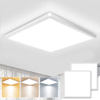 2 x RAW Customer Returns zemty 2 pieces LED ceiling light flat 28W 29.5cm, 3000K 4000K 6500K ceiling lamp square panel 3 colors ultra thin lamps ceiling lamps IP44 bathroom modern lamp ceiling for bathroom bedroom kitchen flue - RRP €86.72