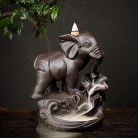 1 x RAW Customer Returns YYW Elephant Incense Holder with 20PCs Backflow Incense Cones, Asia Ceramic Incense Holder Backflow Censer - RRP €16.66