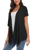 1 x RAW Customer Returns Women s Open Front Cardigan Short Sleeve Irregular Hem Outfits XL, Black  - RRP €23.98