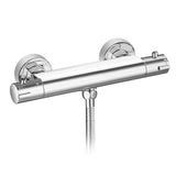 1 x RAW Customer Returns KEOKBON shower thermostat with 38 C safety button, shower faucet thermostat with flow adjustment and temperature adjustment, mixer tap shower thermostat, chrome - RRP €45.99