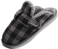 1 x Brand New COFACE Gray 41 Slippers Women s Winter Warm Fluffy Wool Lined Slippers, with Soft Memory Foam Plaid Plush Closed Slippers for Indoor and Outdoor Use - RRP €60.0