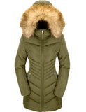 1 x RAW Customer Returns SZORY Women s Mid-Length Cotton Winter Coat Thick Warm Slim Parka with Detachable Faux Fur Hood Military Green, XL  - RRP €95.39