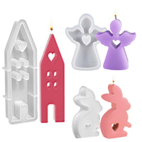 1 x Brand New Pack of 3 silicone mold Easter, silicone molds casting molds Easter, silicone mold angel, silicone mold house, 3D creative silicone mold for candle making, silicone mold house with window, Easter bunny silicone mold for plaster - RRP €16.8