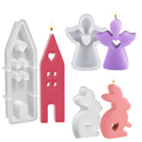 1 x Brand New Pack of 3 silicone mold Easter, silicone molds casting molds Easter, silicone mold angel, silicone mold house, 3D creative silicone mold for candle making, silicone mold house with window, Easter bunny silicone mold for plaster - RRP €16.8