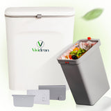 1 x RAW Customer Returns Vividron Small Kitchen Compost Bin with Lid - 9L - Organic Waste Bin Kitchen with Two Containers - Hanging Waste Bin for Under Cabinet Under Sink White  - RRP €30.74