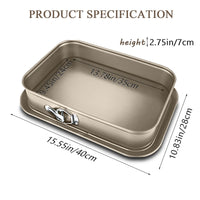 3 x RAW Customer Returns Marzuq Rectangular Spring Baking Tin Non-Stick Cake Tin, 39.28 cm Life Baking Tin, Non-Stick Coating, Easy to Use, Easy to Clean, Suitable for Home Baking Gold  - RRP €69.54