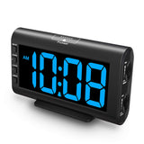 1 x RAW Customer Returns Plumeet Digital LED Alarm Clock with Dimmer and Snooze Function, Adjustable Sound and Brightness, 13 cm Large Blue Display, Bedside Clock with USB Port Phone Charger Baby Blue  - RRP €23.18