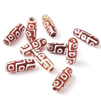 1 x Brand New Boutiges Tibetan Style Dzi Beads Oval Pillars Natural Agate Loose Beads 9 Eyes for Amulet Bracelets Necklaces Buddhism Jewelry Red 10pcs - RRP €16.8