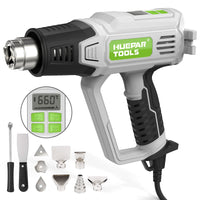 1 x RAW Customer Returns Huepar Tools HG01 Hot Air Gun with LED Display, 2300W Professional Stripper Adjustable Temperature 50-660 Heat Gun 10 Accessories - RRP €69.99