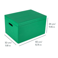 1 x Brand New Creative Deco XXL Green Large Wooden Storage Box Toy 40 x 30 x 24 cm With Lid - RRP €44.69