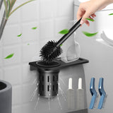 10 x Brand New Silicone Toilet Brush with Quick-Drying Holder, Black Stainless Steel Wall-Mounted Toilet Brush, Includes 2 Pumice Stone Brushes and 2 Cleaning Brushes to Remove Stubborn Stains - RRP €192.0