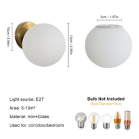 1 x RAW Customer Returns Tealight wall light indoor, ball wall lamp, modern wall lights with glass ball lampshade 15CM, bathroom wall lighting E27 for bedroom, living room, not light source, gold - RRP €33.99