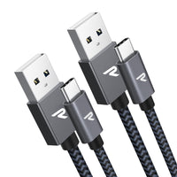 1 x RAW Customer Returns RAMPOW USB Type-C Cable 2 Pieces, 2M , USB C Cable Fast Charging 3.1A QC 3.0, USB C Cable USB2.0 Compatible for Samsung S22 S21 S20 S10 S9 S8, Huawei, Xiaomi, OnePlus - Gray Sidereal - RRP €12.99