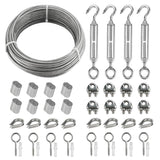 1 x RAW Customer Returns Stainless Steel Rope Kit, 20m 3mm Stainless Steel Hook and Eye Tightening Wire, Wire Rope Clamp, Aluminum Wire Rope Clamp - RRP €25.2