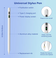 1 x RAW Customer Returns MoKo Stylus Pen for Touchscreens, Fast Charging Stylus Pen for Apple iPad iPhone Samsung Lenovo IOS Android Xiaomi Tablets Cell Phones Smartphones, Universal Pen with Power Display, White - RRP €26.54