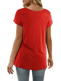 2 x RAW Customer Returns Florboom Red Blouses for Women Tops Summer Loose Shirt V Neck Tunic Long Red M - RRP €48.38