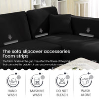 1 x Brand New Mingfuxin L-Shaped Sofa Cover, 2Pcs Jacquard Polyester Stretch Sofa Cover with 2 Cushion Covers for L-Shaped Sectional Sofa 3 3 Seats, Black  - RRP €29.99