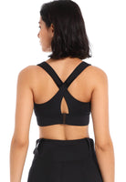 1 x RAW Customer Returns SEAUR Sports Bra Firm Chest Pad Front Zipper Women s Bra with Adjustable Straps High Impact Training Bustier for Running Yoga Black 1 XXL - RRP €30.24