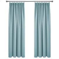 1 x RAW Customer Returns Deconovo curtain blackout ruffle tape curtains living room thermal curtain ruffle tape, 229x168cm height x width , sky blue, set of 2 - RRP €47.39