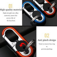 2 x Brand New Key ring carabiner 2 pieces key ring made of metal carabiner key ring with 4 key rings car key ring for men and women mini outdoor tools black black  - RRP €26.2