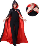 2 x RAW Customer Returns Halloween Costume Cloak - Red and Black - Hooded Cloak for Children and Adults - Women and Men - RRP €29.38