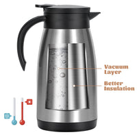 1 x RAW Customer Returns Olerd 1L insulated jug, stainless steel thermos flask, double-walled vacuum coffee pot teapot, thermos flask for coffee, tea, water, drink silver  - RRP €20.87