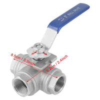 1 x RAW Customer Returns Stainless steel SUS304 pipe ball valve 3-way T-type internal thread 3 4 DN20 - RRP €34.32