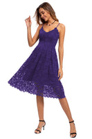 1 x RAW Customer Returns Atnlewhi Women s Vintage Sleeveless V-Neck A-Line Dress Floral Knee Length Lace Dress Bridesmaid Elegant Cocktail Dresses - Dark Purple - S - RRP €44.99