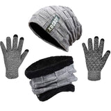 1 x Brand New Swygoo Winter Beanie Hat Scarf and Touchscreen Gloves Set, Knitted Thermal Set with Cozy Fleece Lining, Slouchy Beanie Cap, Neck Warmer and Gloves for Men and Women Light Grey  - RRP €18.37