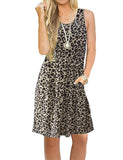 1 x Brand New AUSELILY Women s Summer Dress Sleeveless Mini Casual Pleated Knee Dress with Pocket S,Leopard  - RRP €26.63