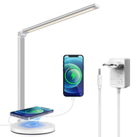 1 x RAW Customer Returns Desk lamps LED with USB wireless charging function Dimmable 5 colors and 10 brightness levels Eye protection table lamp with timer Office lamp with memory function, foldable table lamp for readers office - RRP €28.09