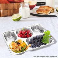 1 x RAW Customer Returns QOTSTEOS Stainless Steel Divided Tray 5 Compartments Rectangular Divided Adult Kids Compact Metal Serving Platter Food Snack Camping Dishes - RRP €16.38