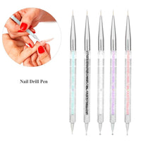 1 x RAW Customer Returns Nail Art Brush, 5 Pieces Liner Brush Double Heads Crystal Dotting Manicure Tools Painting Dot Pen Nail Art Color Set - RRP €18.0