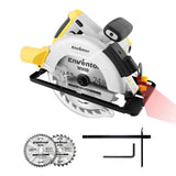 1 x RAW Customer Returns Circular saw, ENVENTOR 1200W hand-held circular saw with 2x circular saw blades, saw blade 185mm, 24T 40T , 5800RPM, with laser guide and rip guide, for wood, soft metal, plastic, PVC - RRP €56.99